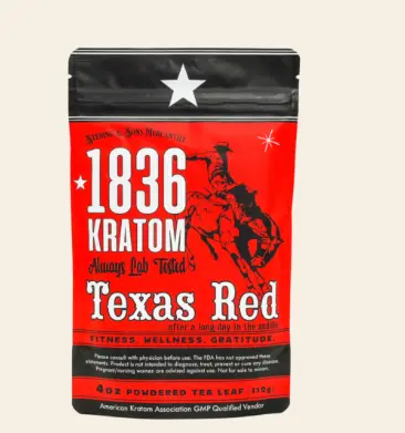 1836 KRATOM Texas Red – Powdered Tea Leaf 
