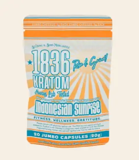 1836 KRATOM Indonesian Sunrise – Powdered JUMBO CAPSULES 