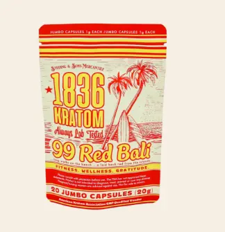 1836 KRATOM 99 Red Bali – Powdered Jumbo Capsules