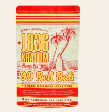 1836 KRATOM 99 Red Bali – Powdered Tea Leaf 