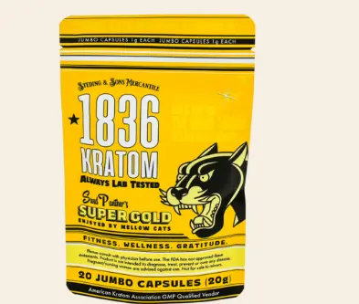 1836 KRATOM Sand Panther’s Super Gold – Powdered Jumbo Capsules