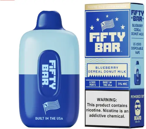Blueberry Cereal Donut Milk Disposable Vape (6500 Puffs) by Fifty Bar