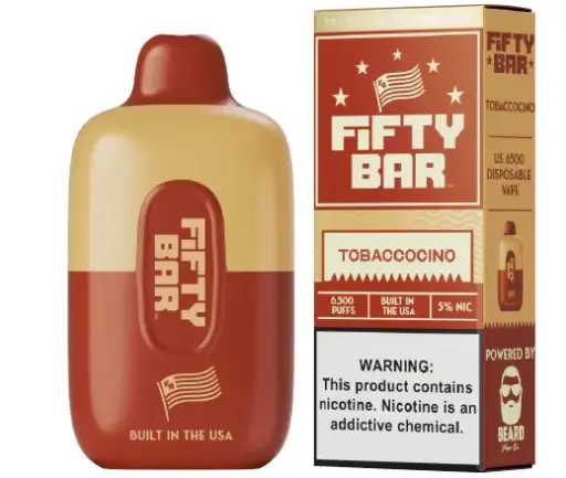 Tobaccocino Disposable Vape (6500 Puffs) by Fifty Bar